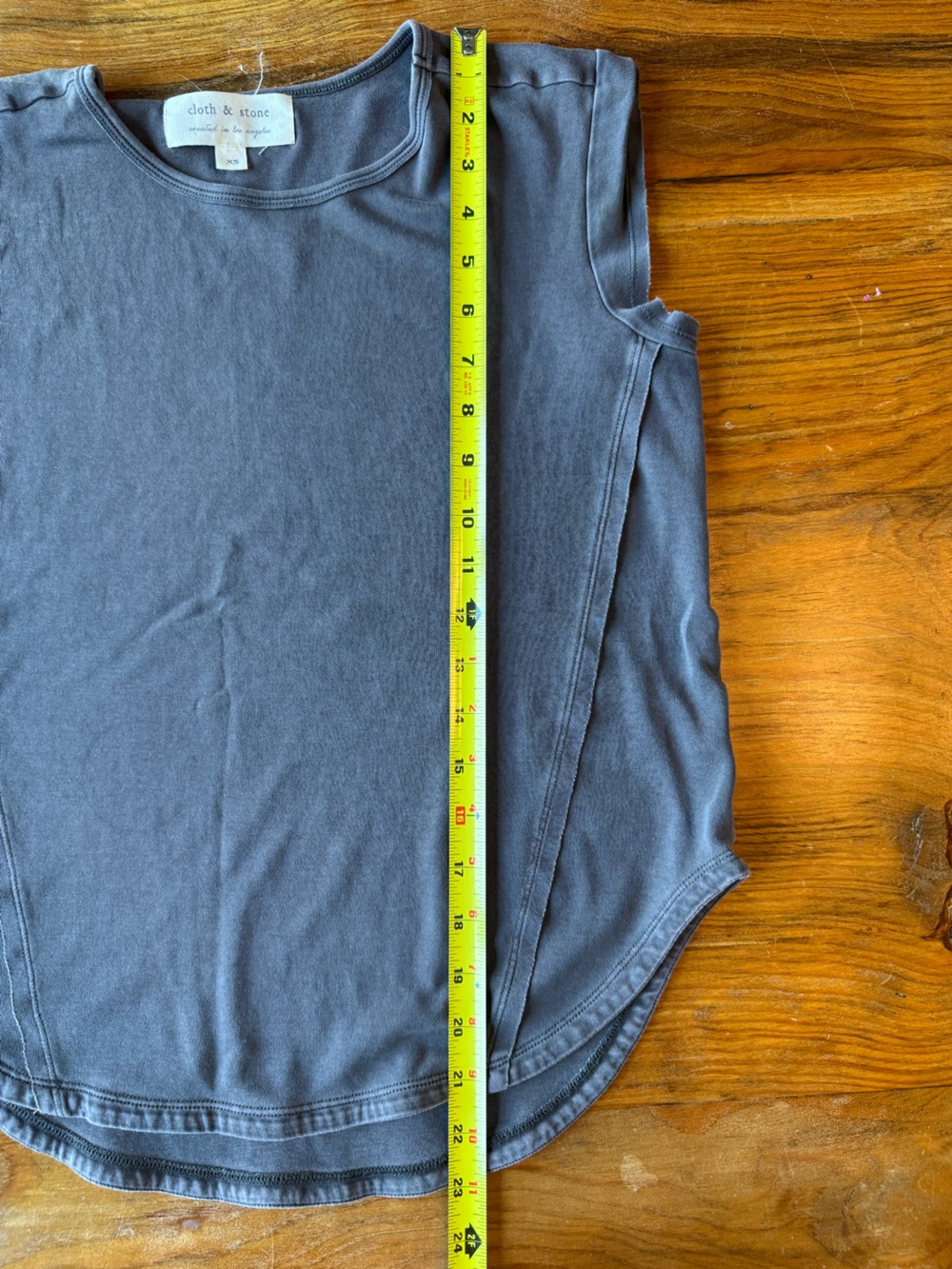 Cloth & Stone 100% Cotton Crewneck Muscle Tee in Washed Dark Charcoal Gray XS - Picture 9 of 9